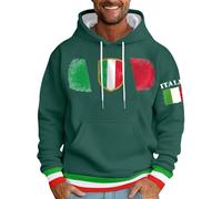 Sweat à capuche pour homme - Motif imprimé lettre italienne - Mode décontractée tendance - Pour tous les jours - Hiver - Streetwear - Basic, Vert foncé., 6XL