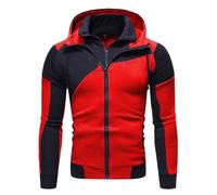 Sweat à capuche pour homme - Patchwork - En polaire - Fermeture éclair intégrale - Avec poches à cordon de serrage - Manches longues - Coupe ajustée - Pour la course à pied, l'entraînement, le fitness