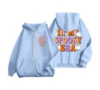 Sweat à capuche pour homme pour les loisirs, pull d'Halloween avec fermeture éclair pour un confort et un style quotidiens, parfait pour le printemps, l'automne et l'hiver, bleu, M