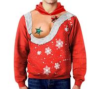 Sweat à capuche pour homme - Pull de Noël amusant - Sweat à capuche - Élégant avec motif de Noël - Imprimé moche - Ugly Christmas, rouge, XL