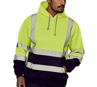 Sweat à capuche pour homme - Rayures réfléchissantes - Vêtement de travail de rue - Veste de sécurité exécutive - Veste de sécurité à manches longues - Sweat à capuche - Haute visibilité - Vert - L