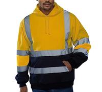Sweat à capuche pour homme - Rayures réfléchissantes - Vêtement de travail - Veste de sécurité - Manches longues - Sweat à capuche - Haute visibilité, jaune, L