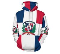 Sweat à Capuche pour Homme - République Dominicaine Capuche Sweat Homme Couleur Vives Pull de Manches Longues Poche Kangourou pour Hiver et Automne,Rouge,3XL
