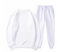 Sweat à capuche pour homme sans capuche et pantalon à col rond avec taille élastique et cordon de serrage - Mode décontractée - Ensemble confortable pour la maison - Haut à manches longues pour homme