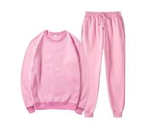 Sweat à capuche pour homme sans capuche et pantalon à col rond avec taille élastique et cordon de serrage - Mode décontractée - Ensemble confortable pour la maison - Haut à manches longues pour homme
