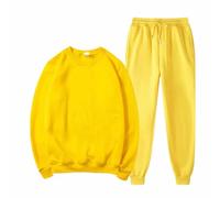 Sweat à capuche pour homme sans capuche et pantalon à col rond avec taille élastique et cordon de serrage - Mode décontractée - Ensemble confortable pour la maison - Haut à manches longues pour homme