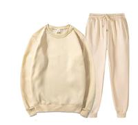 Sweat à capuche pour homme sans capuche et pantalon à col rond avec taille élastique et cordon de serrage - Mode décontractée - Ensemble confortable pour la maison - Haut à manches longues pour homme