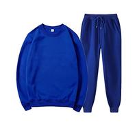 Sweat à capuche pour homme sans capuche et pantalon à col rond avec taille élastique et cordon de serrage - Mode décontractée - Ensemble confortable pour la maison - Haut à manches longues pour homme