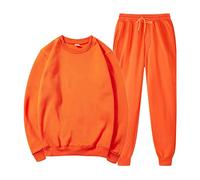 Sweat à capuche pour homme sans capuche et pantalon à col rond avec taille élastique et cordon de serrage - Mode décontractée - Ensemble confortable pour la maison - Haut à manches longues pour homme