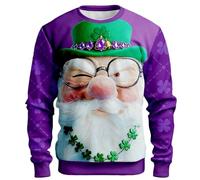 Sweat à capuche pour homme St Patrick irlandais porte-bonheur trèfle vert décontracté col rond pull Paddy's Day Vêtements de jour Irlande Trèfle à manches longues Chemise de sport légère sans capuche