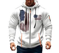 Sweat à capuche pour homme, style drapeau américain, élégant, coupe ample, poches à cordon de serrage, sweat à capuche imprimé, fermeture éclair, manches longues, décontracté, confortable, polyester