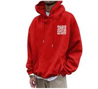 Sweat à capuche pour homme surdimensionné, sweat-shirt à capuche à manches longues décontracté tendance décontracté pull à capuche avec impression de code QR Automne Hiver Sweat à capuche Y2k