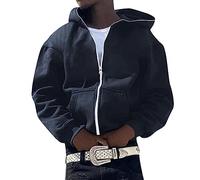 Sweat à capuche pour homme veste d'hiver sweat à capuche homme femme tendance de la personnalité européenne américaine broderie pull à capuche décontracté hip-hop manteau cardigan, Marine, L