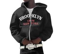 Sweat à capuche pour homme - Veste d'hiver - Sweat à capuche pour homme et femme - Broderie américaine européenne - Pull à capuche décontracté hip-hop - Manteau en tricot, Noir , L