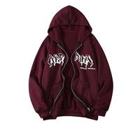 Sweat à Capuche pour Homme Veste Fermeture éClair IntéGrale, Hoodie Hip Hop Style RéTro Imprimé Gothique Veste à Capuche Street Fashion Unisexe Cordon De Serrage avec Capuche Et Zippe