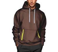 Sweat à capuche pour hommes Couleur pure Sweat-shirt avec cordon de serrage Pull d'hiver large Coupe ample Sweat à capuche léger Basic Streetwear Sweat à capuche chaud Sweat à capuche, café, S