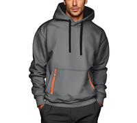 Sweat à capuche pour hommes Couleur pure Sweat-shirt avec cordon de serrage Pull d'hiver large Coupe ample Sweat à capuche léger Basic Streetwear Sweat à capuche chaud Sweat à capuche, gris foncé, XL