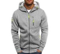 Sweat à capuche pour hommes moderne et sportif avec capuche en coton extensible, veste de sport à zip complet avec poche sur la poitrine, veste d'entraînement, veste de transition pour les loisirs