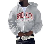 Sweat à capuche pour hommes veste d'hiver sweat à capuche pour homme, personnalité américaine européenne, pull à capuche hip-hop, cardigan, manteau, gris, L