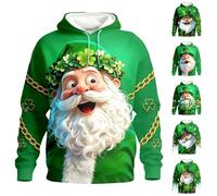 Sweat à capuche pour la Saint-Patrick pour homme - Drôle de léprechaun - Trèfle irlandais - Costume de St Paddys - Vert Irlande - Chemise tendance à manches longues - Pull fantaisie - Vêtements de