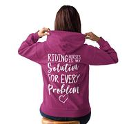 Sweat à capuche pour l'équitation, l'équitation est ma solution pour chaque problème, vêtements équestres, cadeau pour filles, sweat à capuche pour femme, pull à capuche pour cheval, bordeaux, S