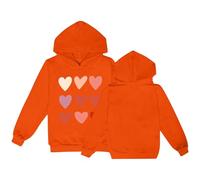 Sweat à capuche pour petites filles et garçons, couleur pure, multicolore, pour enfants, automne, hiver, étudiants, loisirs, sport, sweat à capuche tendance (orange, 7-8 ans)