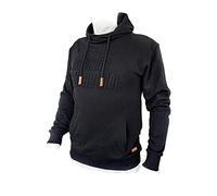 Sweat à Capuche pour simulateur agricole (Taille M, Pull en 100% Coton, avec Inscription, Couleur Noire, avec Applications en Cuir)