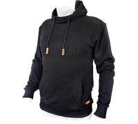 Sweat à Capuche pour simulateur agricole (Taille XXL, Pull en 100% Coton, avec Inscription, Couleur Noire, avec Applications en Cuir, simulateur de Ferme)