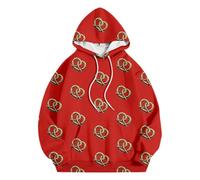 Sweat à capuche privé décontracté pour homme avec motif imprimé, pull confortable pour la vie quotidienne, printemps et automne, sweat à capuche basique léger pour partenaire, tenue de Noël, rouge, S