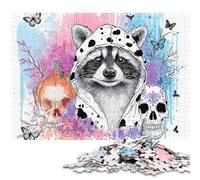 Sweat à Capuche Raton Laveur avec crânes et Fleurs, Puzzle de 1000 pièces, Puzzle de 1000 pièces pour Adultes et Enfants, Jeux de Puzzle, Jouets, Cadeau, 1000 pièces (75 x 50 cm)