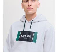 JACK & JONES Sweat-shirt 'JJHayato' bleu foncé / vert foncé / blanc chiné, Taille L