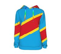 Sweat À Capuche République démocratique du Congo Drapeau pour Femmes Adultes Et Adolescents Sweatshirt pour Patriotes Hoodie Femmes Femme Pull À Capuche pour Usage Quotidien Activités De Loisirs