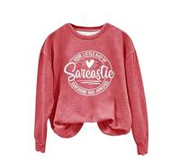 Sweat à capuche rétro à col rond imprimé en anglais « Your Little Of Sarcastic Sunshine Has Arrived » pour femme, rouge pastèque, L