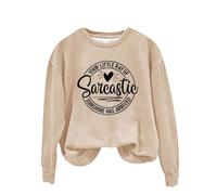 Sweat à capuche rétro à col rond imprimé en anglais « Your Little Of Sarcastic Sunshine Has Arrived » pour femme, kaki, XL