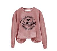 Sweat à capuche rétro à col rond imprimé en anglais « Your Little Of Sarcastic Sunshine Has Arrived » pour femme, rose, M