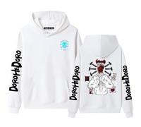Sweat à capuche rétro délavé - Sweat à capuche Dorohedoro ample pour adolescents et adultes, Blanc-1, XS