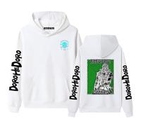 Sweat à capuche rétro délavé - Sweat à capuche Dorohedoro ample pour adolescents et adultes, Blanc-2, XS