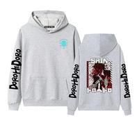 Sweat à capuche rétro délavé - Sweat à capuche Dorohedoro ample pour adolescents et adultes, Gray-4., XS