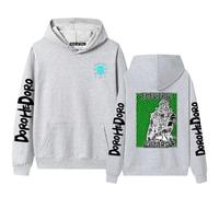 Sweat à capuche rétro délavé - Sweat à capuche Dorohedoro ample pour adolescents et adultes, gris-2, XS