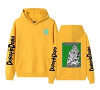 Sweat à capuche rétro délavé - Sweat à capuche Dorohedoro ample pour adolescents et adultes, Jaune-2., XS
