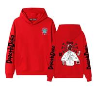Sweat à capuche rétro délavé - Sweat à capuche Dorohedoro ample pour adolescents et adultes, Rouge-1., XS