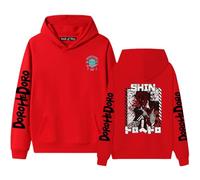 Sweat à capuche rétro délavé - Sweat à capuche Dorohedoro ample pour adolescents et adultes, Rouge-4., XS