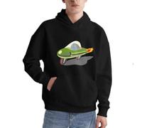 Sweat à capuche rétro vert avec motif de voiture de fusée - Pull amusant Sci Fi pour les nostalgiques, Noir , XL