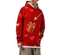 Sweat à capuche romantique pour homme - Pour la Saint-Valentin - Imprimé cœur - Pull à manches longues avec poches - Décontracté - Coloré - Chemises amusantes pour couple, 01-3-MR4, L