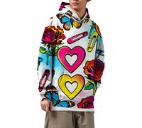 Sweat à capuche romantique pour homme - Pour la Saint-Valentin - Imprimé cœur - Pull à manches longues avec poches - Décontracté - Coloré - Chemises amusantes pour couple, 01-2-MR4, L