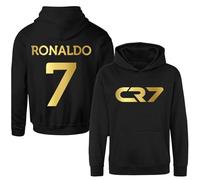 Sweat à capuche Ronaldo CR#7 pour enfant - Sweat-shirt de football pour enfant inspiré du maillot Ronaldo 2024, Noir , 12-13 ans