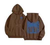 Sweat à capuche rose « Meet Me At The Ocean » pour femmes, adolescentes, filles, surdimensionné, à manches longues, avec poche, café, XXL