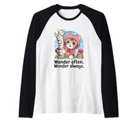 Sweat à capuche rose mignon chaton forêt avec bouleau et pomme Manche Raglan