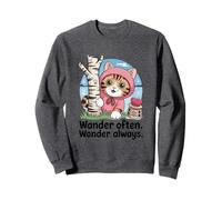 Sweat à capuche rose mignon chaton forêt avec bouleau et pomme Sweatshirt