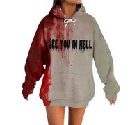 Sweat a Capuche Rouge Femme Et Tee Epaule Japonais Duveteux L'automne Acrylique Maman Perle Lapin Mon Droit Anglaise Geometrique Larges BTS Basket Hippie Gothique